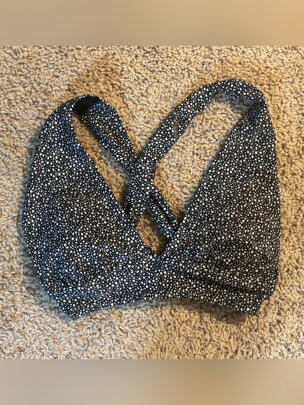 Shade & Shore Black and White Polka Dot Crisscross Bikini Top
